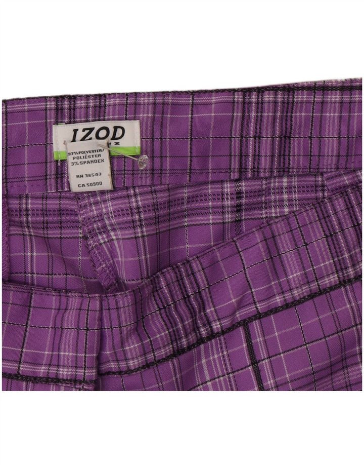 Izod Bermuda pour femme US 16 2XL W34 Violet à carreaux Polyester