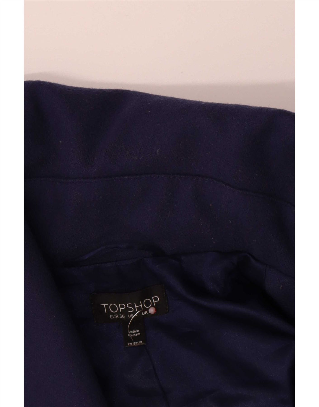 Topshop Manteau court surdimensionné pour femme UK 8 Petite laine bleu marine