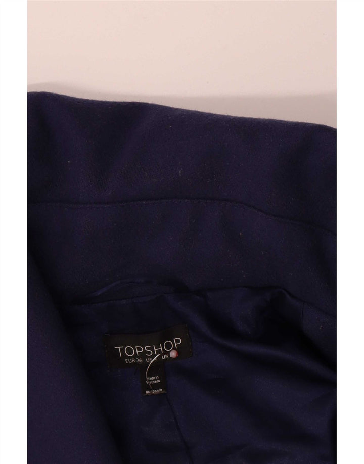 Topshop Manteau court surdimensionné pour femme UK 8 Petite laine bleu marine