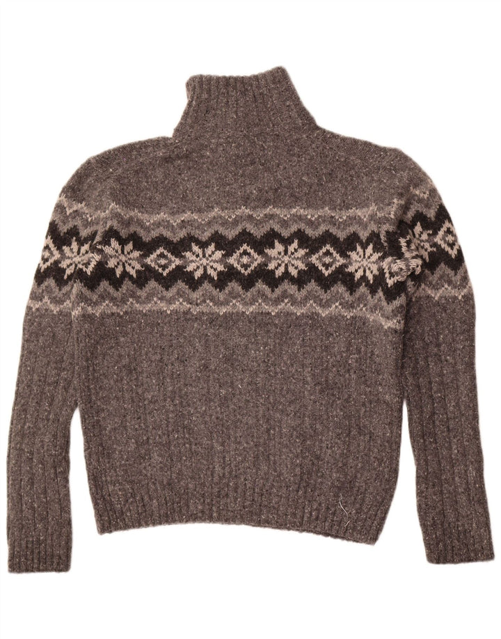 Marks & Spencer Pull à col boutonné pour homme en laine Fair Isle Gris Taille L