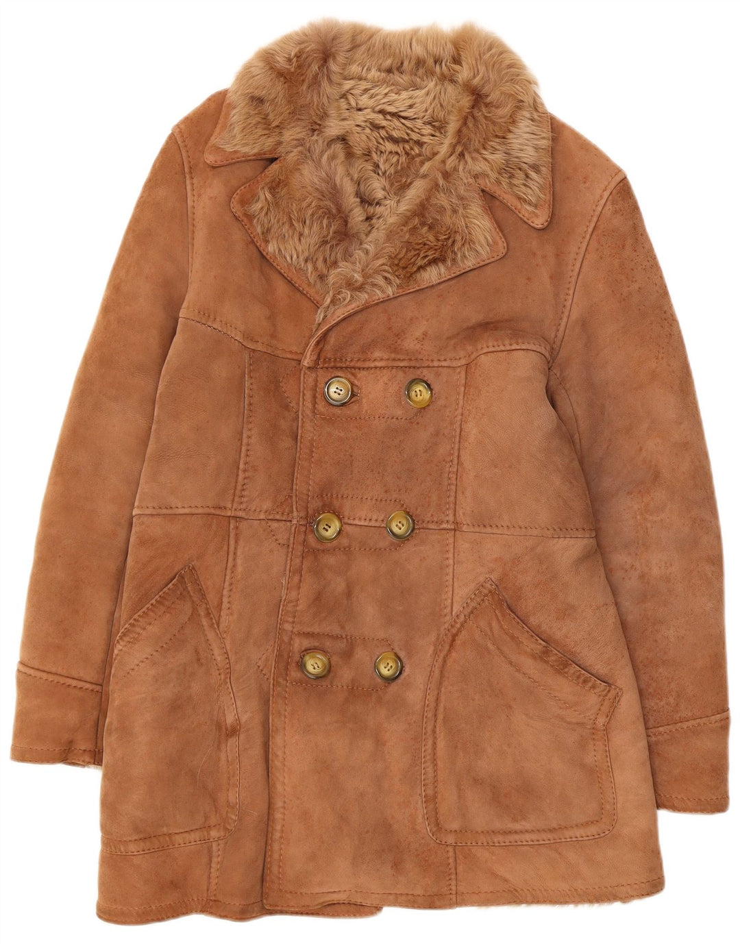 manteau en peau de mouton vintage pour femme IT 48 XL Beige