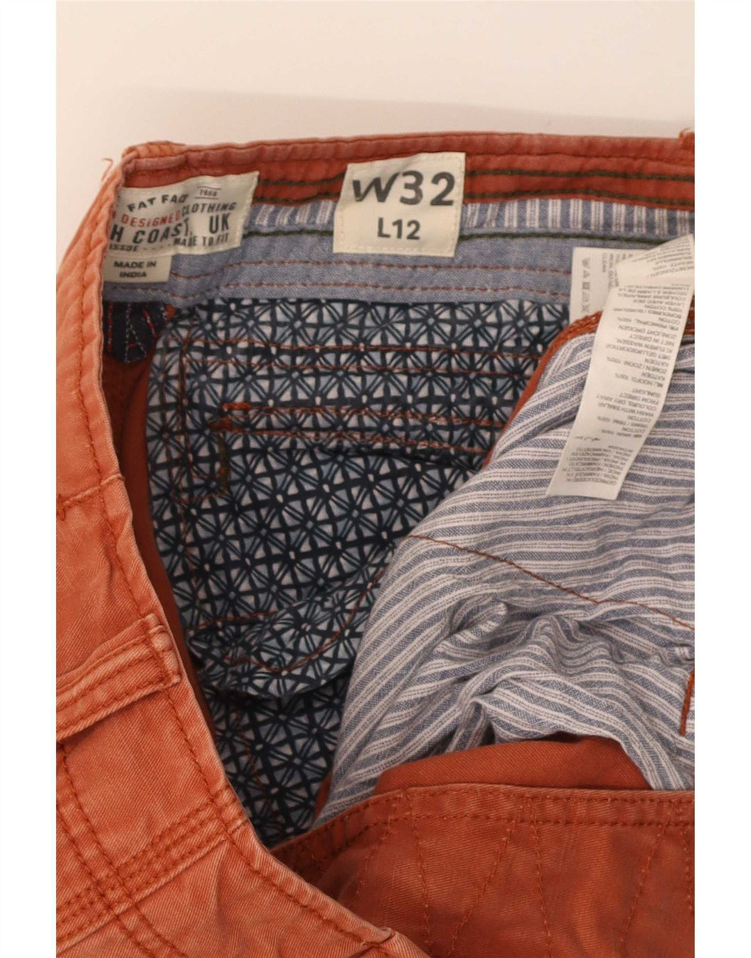 Fat Face Short Cargo Homme W32 Coton Orange Moyen