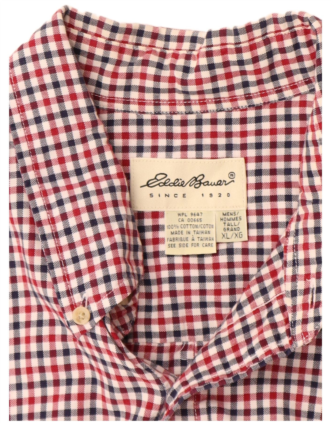 Eddie Bauer Chemise à manches courtes pour homme XL en coton vichy rouge