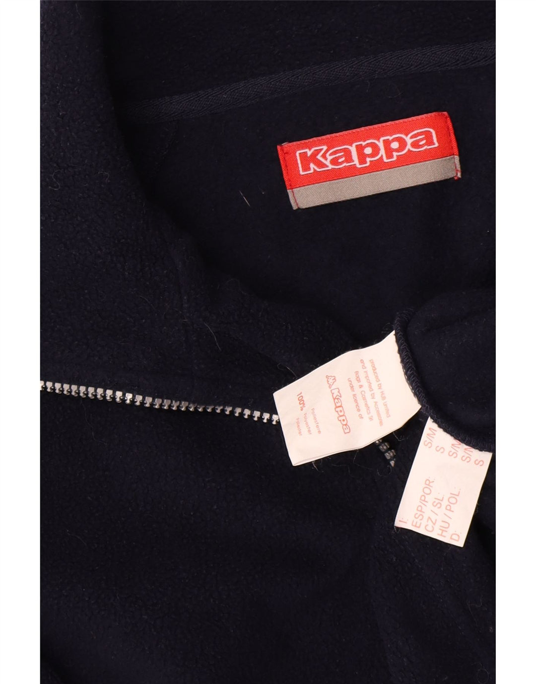 Kappa Pull polaire à col zippé pour homme, petit, bleu marine, polyester