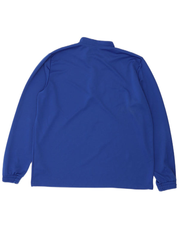 Adidas Haut à manches longues avec col zippé et coupe régulière pour homme 2XL Bleu Polyester Sports