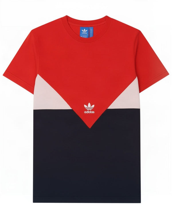 Adidas T-Shirt Homme Rouge Moyen Colourblock Coton