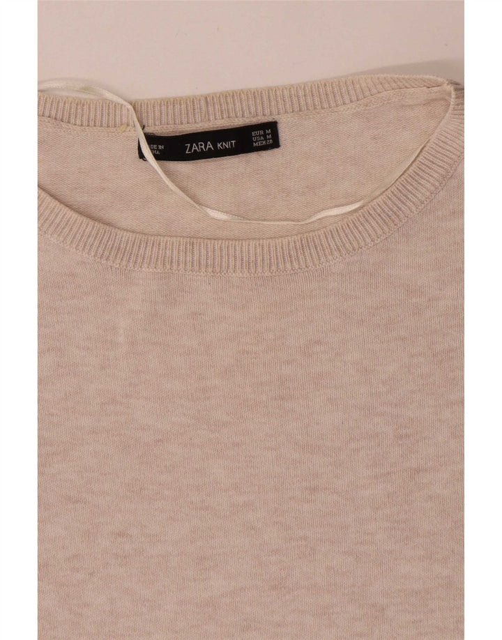 Zara Pull surdimensionné à col bateau pour femme UK 14 Beige moyen