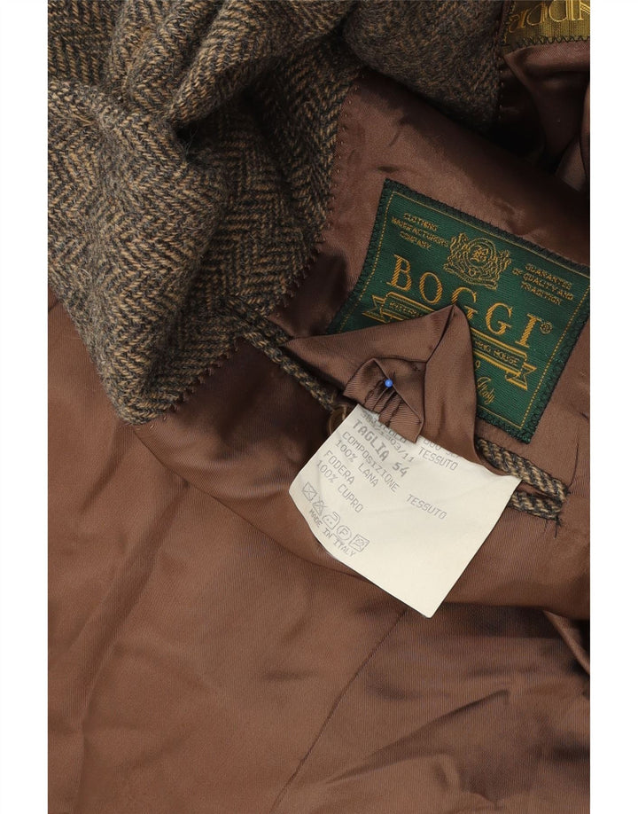 Boggi Veste Blazer 3 Boutons Homme IT 54 2XL Gris Laine à Chevrons