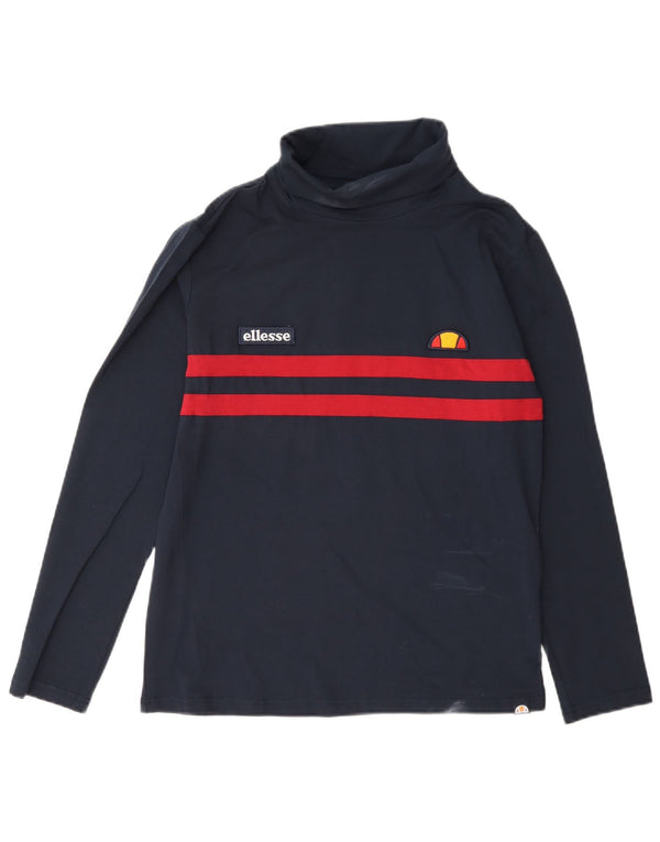 Ellesse Haut à manches longues pour femme UK 46 Large Bleu marine Colourblock Coton