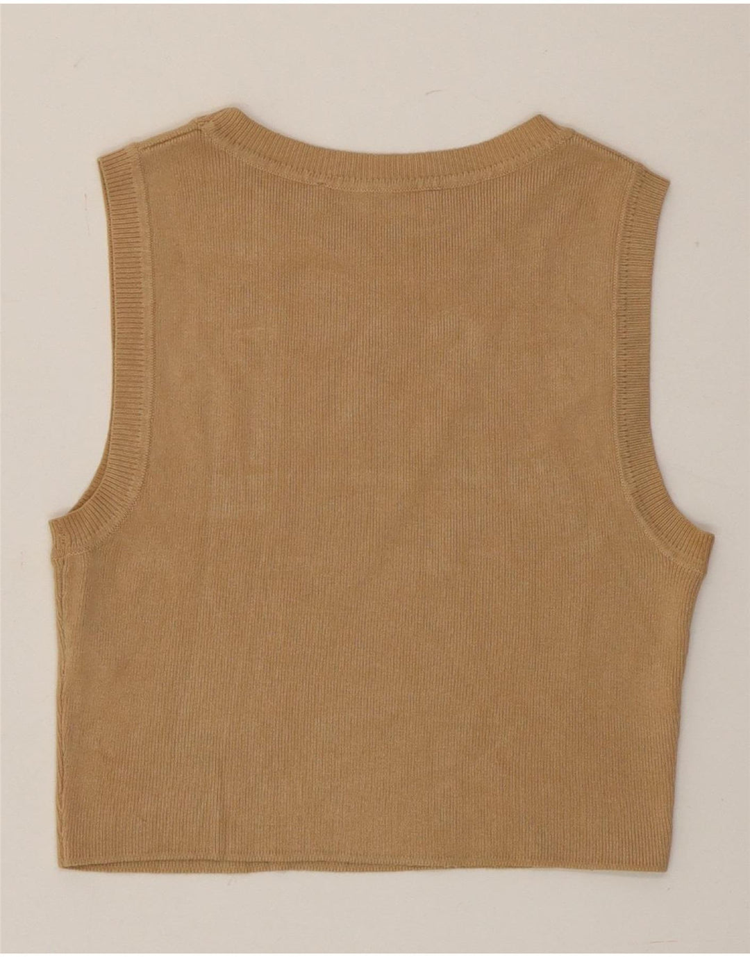 Zara Womens Crop Vest Débardeur UK 12 Viscose Marron Moyen