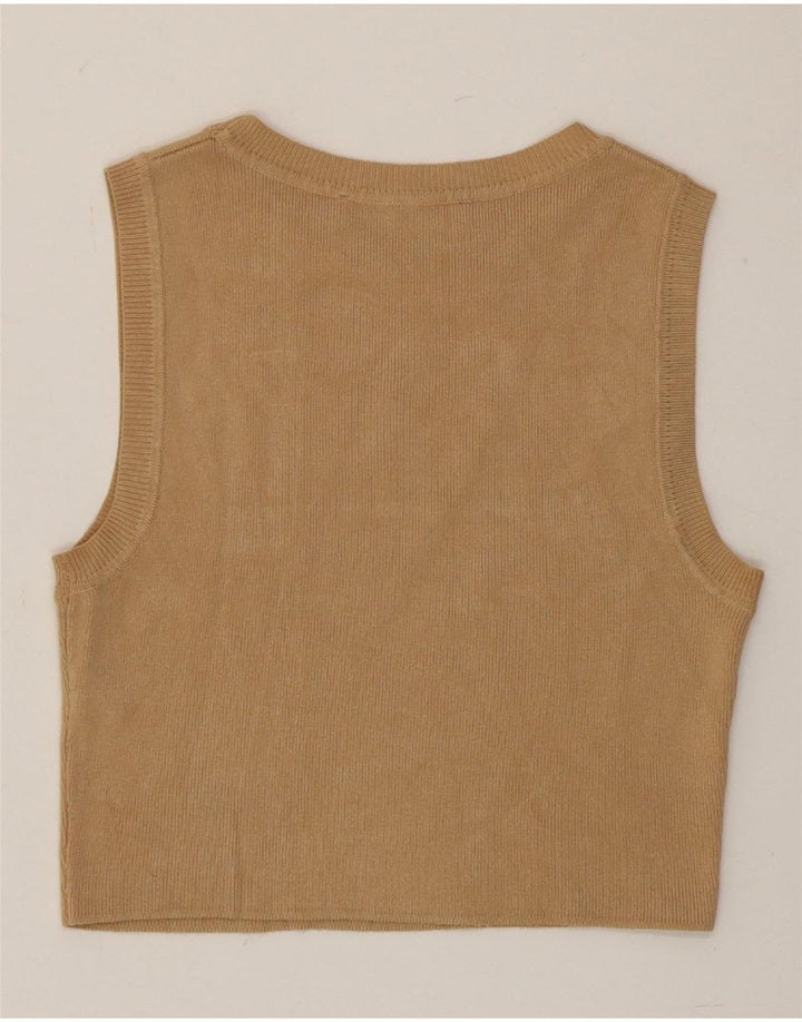 Zara Womens Crop Vest Débardeur UK 12 Viscose Marron Moyen