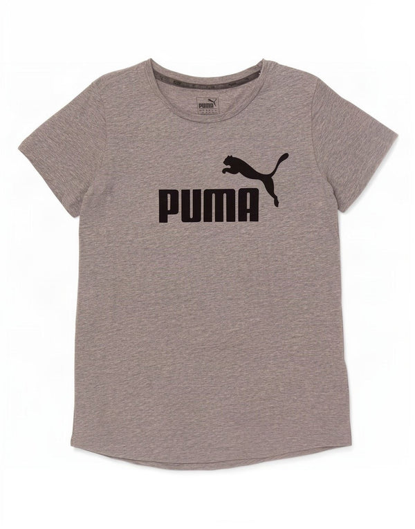 Puma T-shirt graphique pour femme UK 14 Large Gris Moucheté Coton