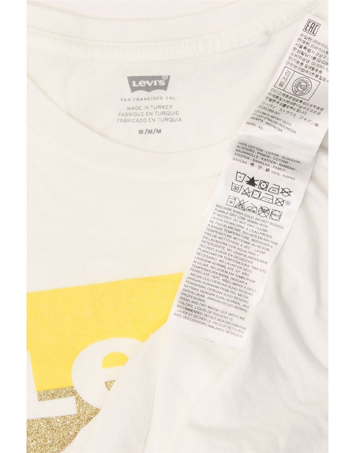 Levi's T-Shirt Graphique Femme UK 14 Coton Blanc Moyen