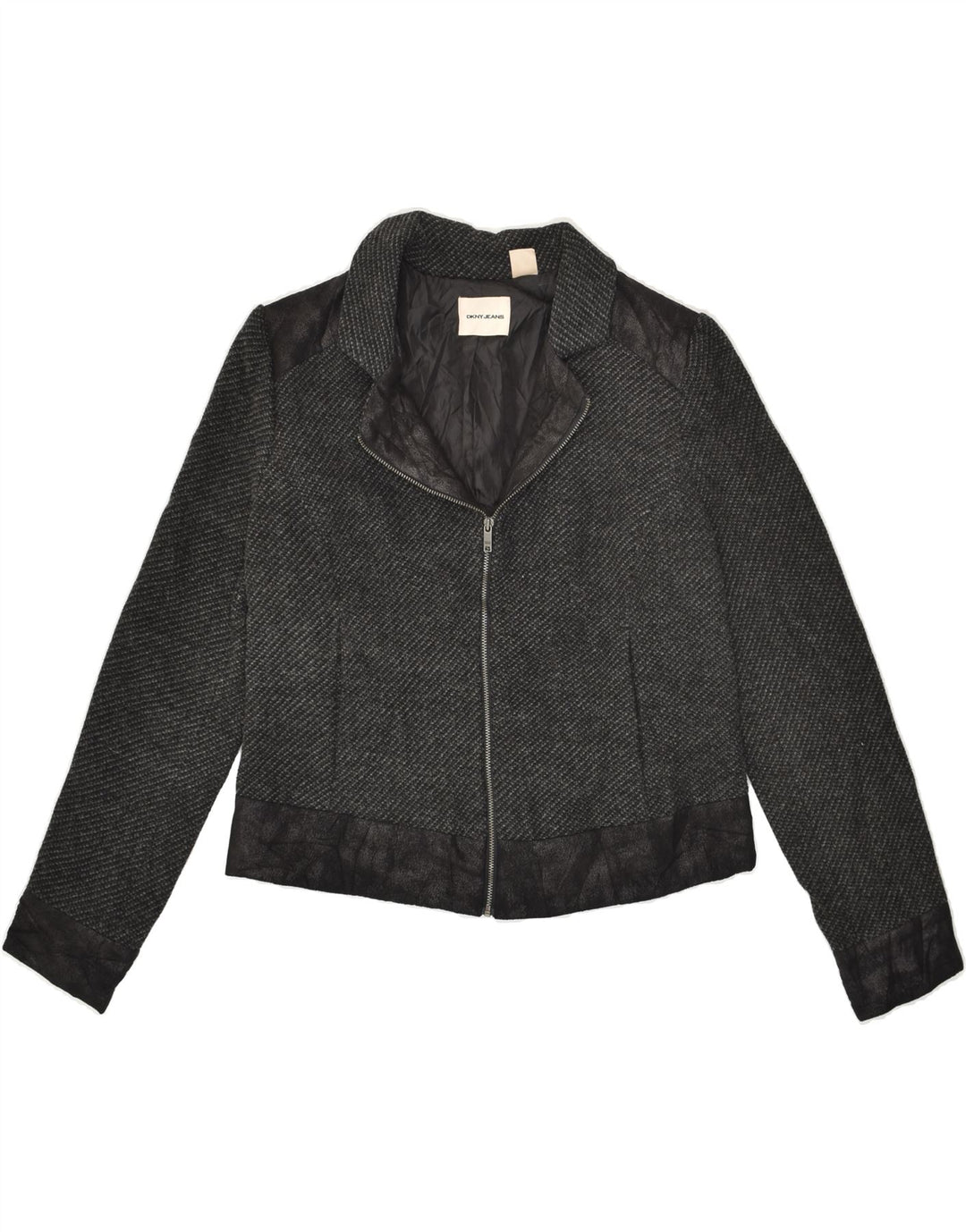 DKNY Womens Bomber Jacket UK 12 Medium Grey Polyester Vintage Dkny and Second-Hand Dkny from Messina Hembry 