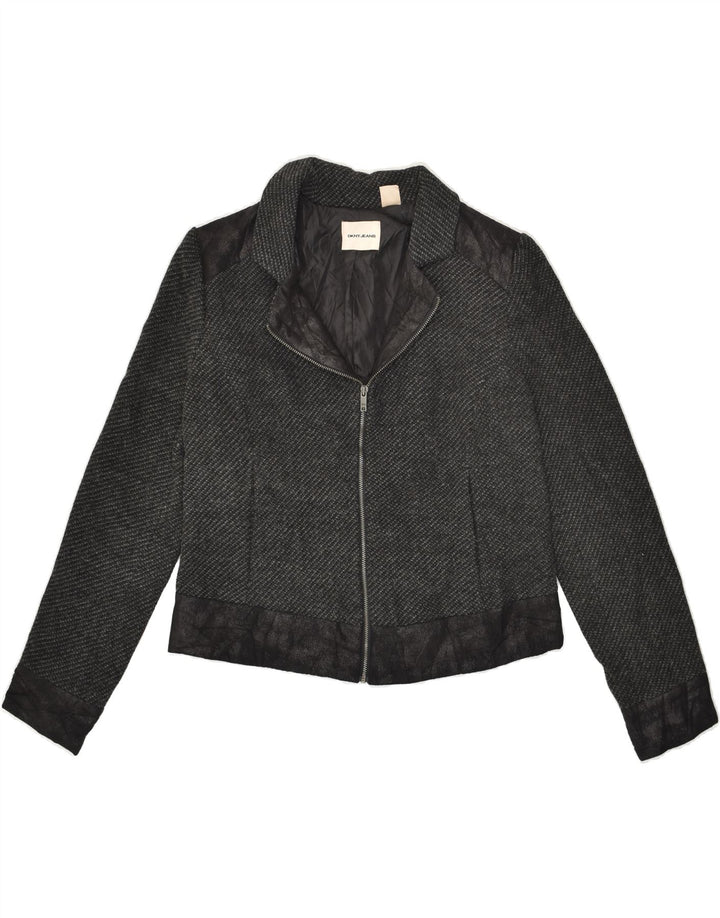 DKNY Womens Bomber Jacket UK 12 Medium Grey Polyester Vintage Dkny and Second-Hand Dkny from Messina Hembry 