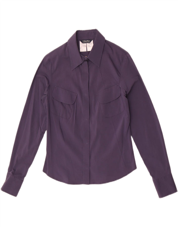 Max Mara Chemise Femme UK 10 Petit Violet Coton