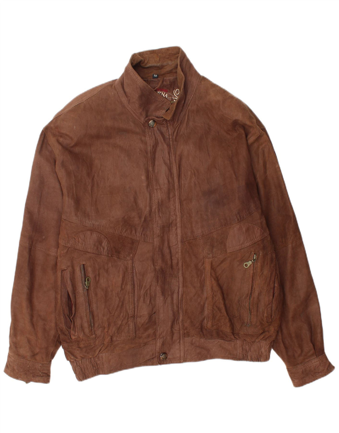 Morena Blouson Bomber En Daim Homme IT 52 XL Cuir Marron