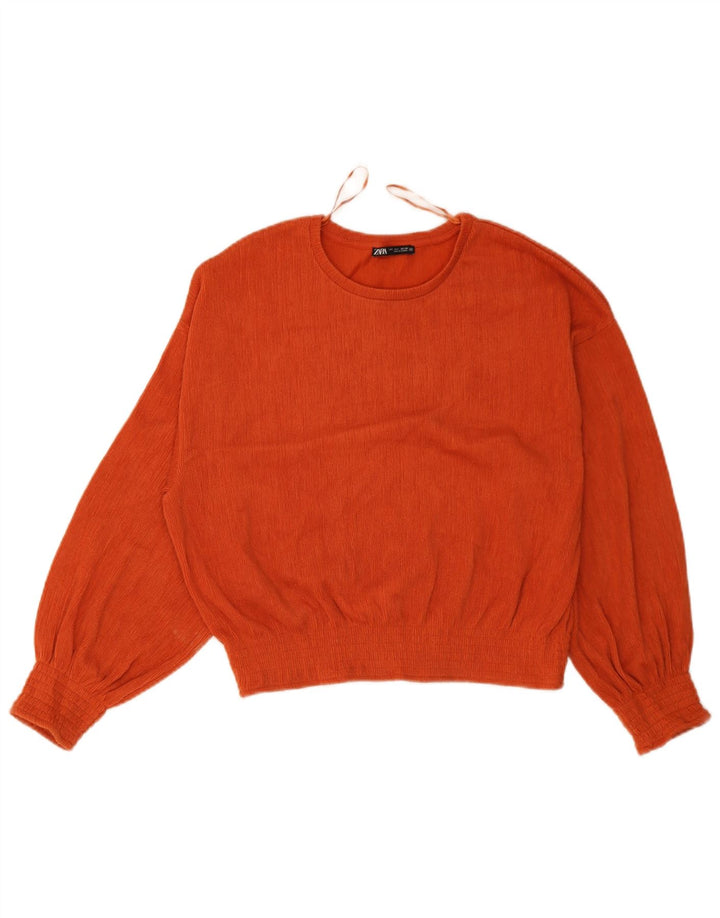 Zara Chemisier surdimensionné à manches longues pour femme UK 10 Petit Orange Polyester