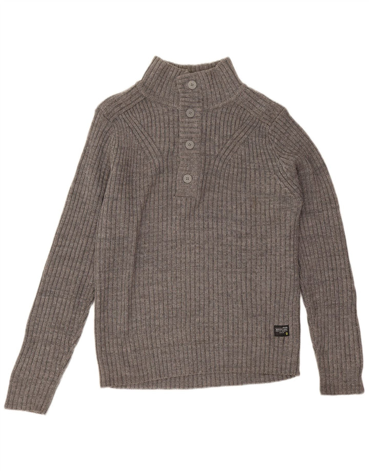 Jack & Jones Pull à col boutonné pour homme en coton gris Taille L