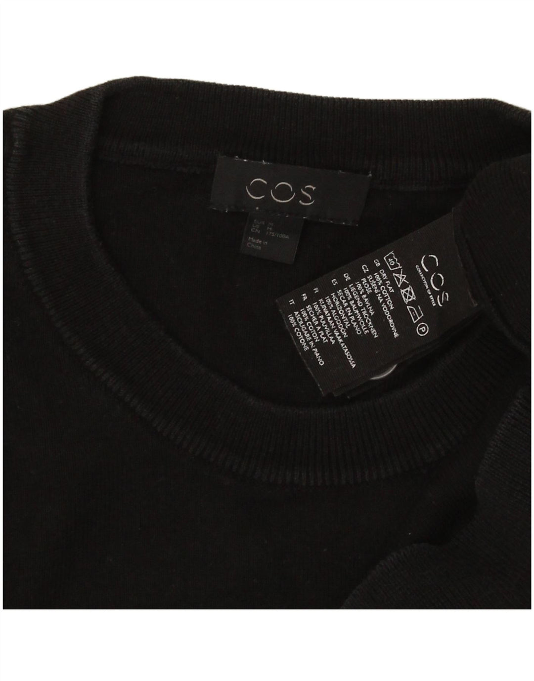 Cos Pull à col rond pour homme en coton noir moyen