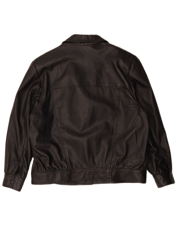 Veste en cuir Bomber femme vintage UK 18 XL Noir