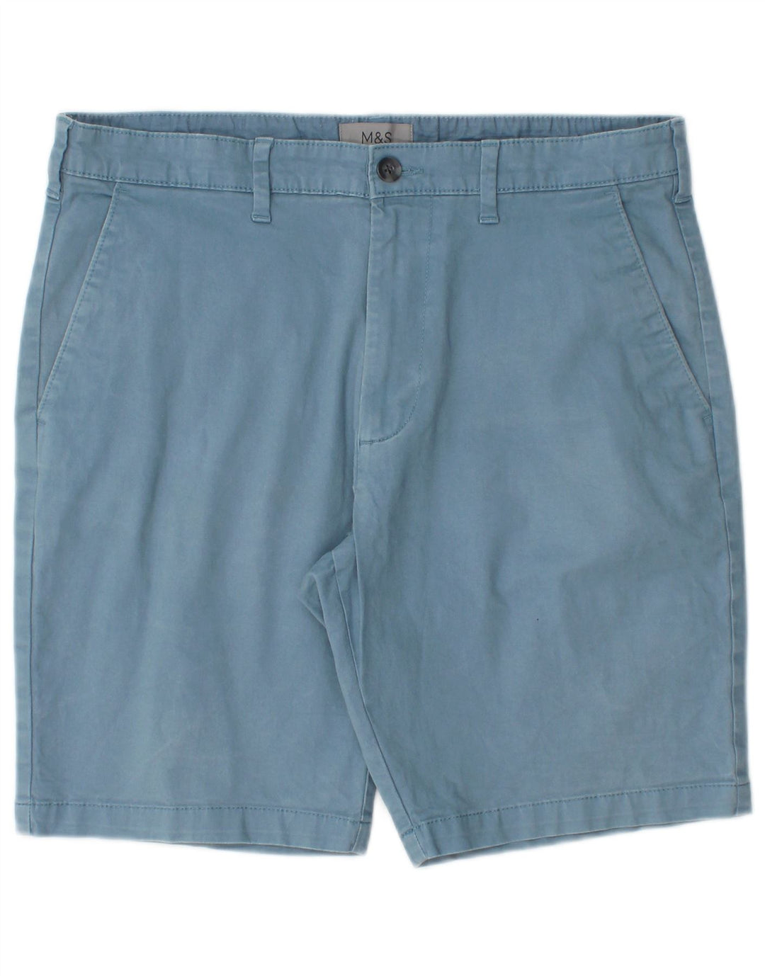Marks & Spencer Short Chino Homme W32 Bleu Moyen Coton