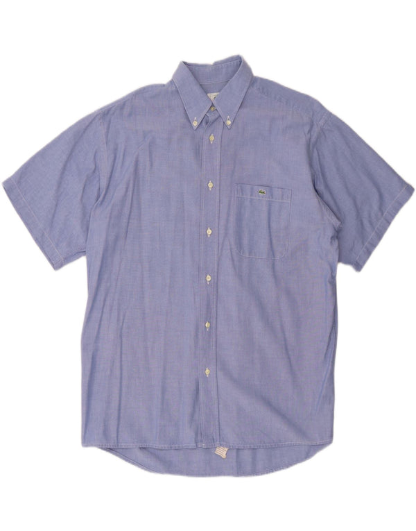 Lacoste Chemise à manches courtes pour hommes Taille 42 Grand coton bleu
