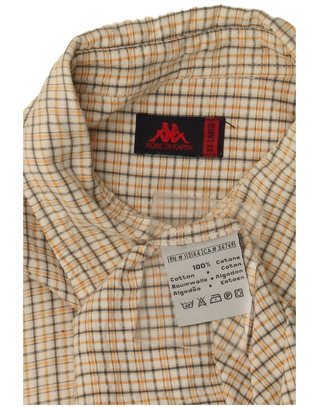 KAPPA Chemise à manches courtes pour homme 2XL en coton à carreaux blancs