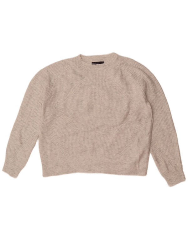 Marks & Spencer Pull à col rond pour femme UK 14 Acrylique gris moyen