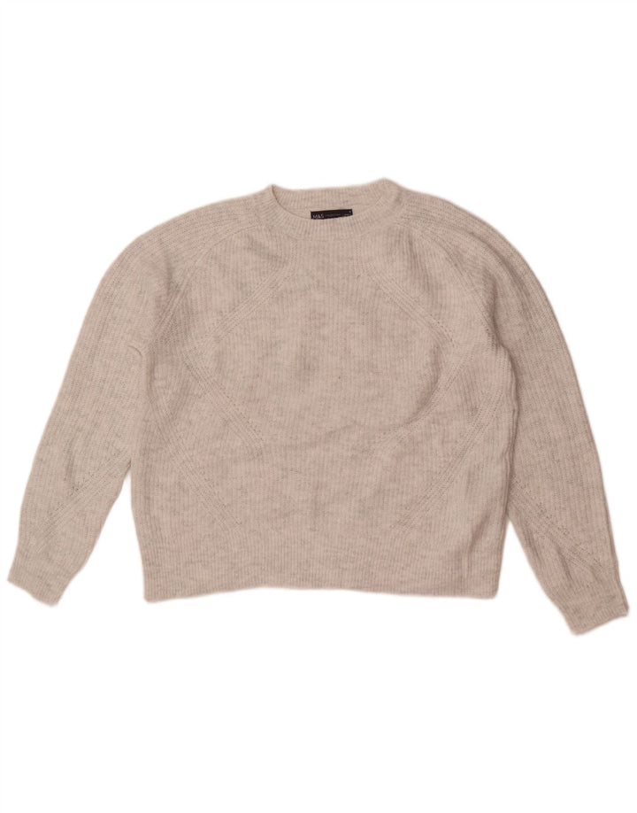 Marks & Spencer Pull à col rond pour femme UK 14 Acrylique gris moyen