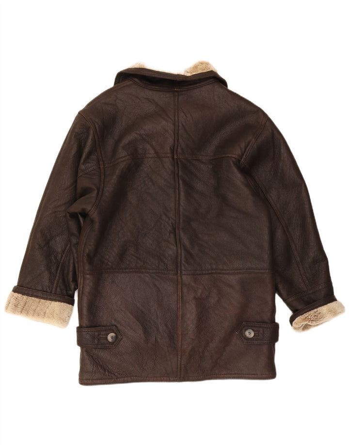 manteau en peau de mouton vintage femme EU 38 peau de mouton brun moyen