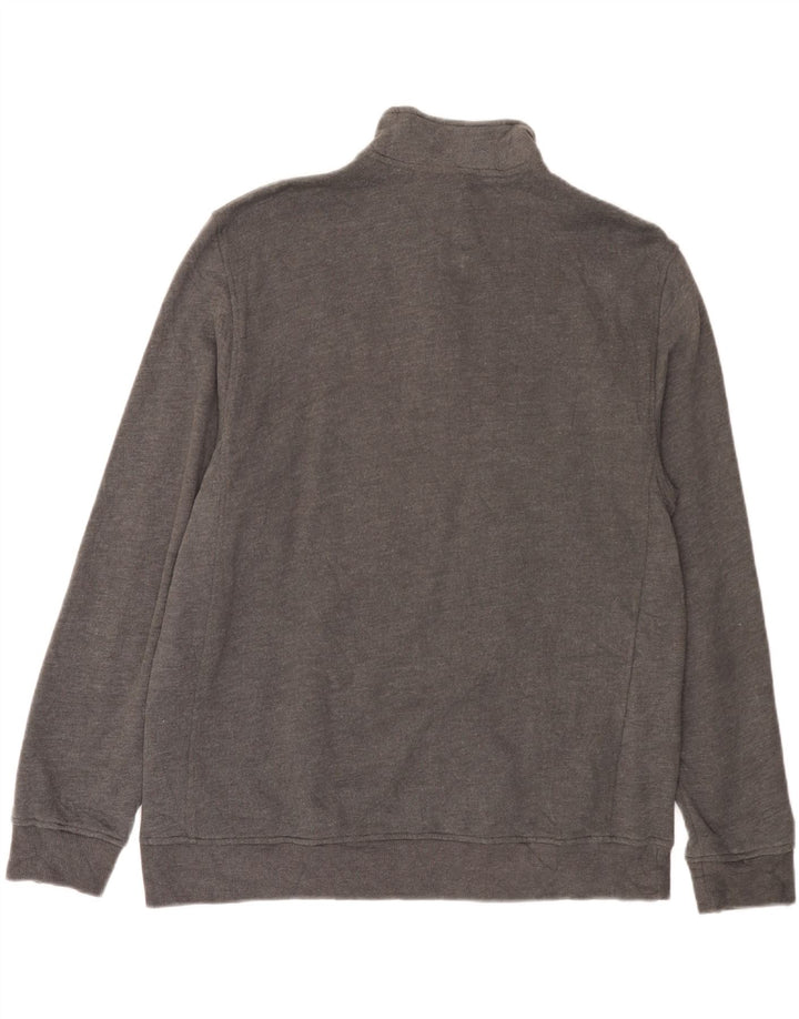 IZOD Sweat-shirt col zippé pour homme en coton gris Taille L