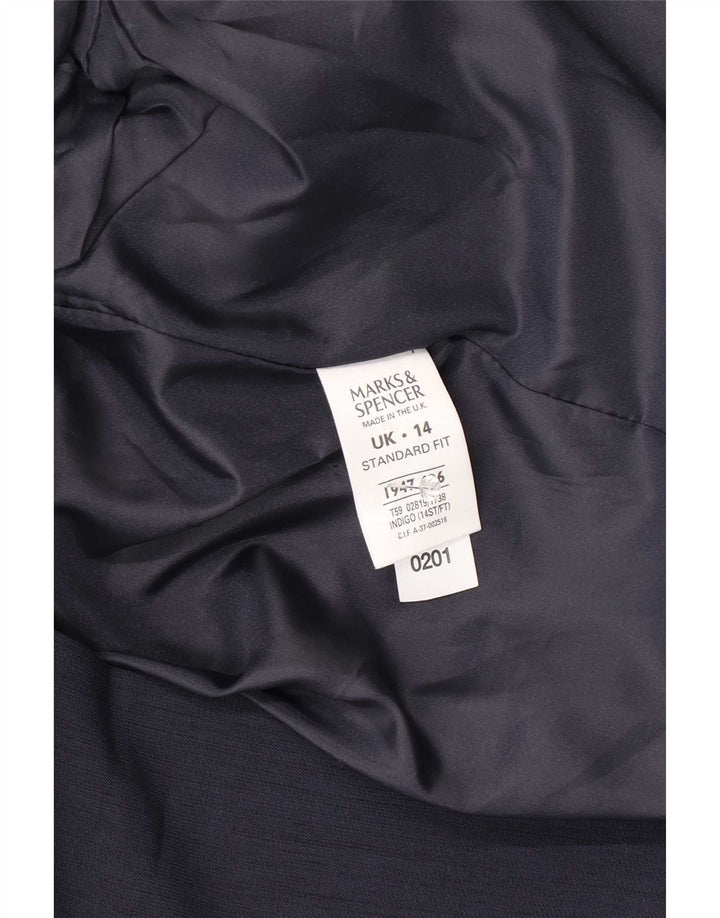 Marks & Spencer Veste Blazer Femme UK 14 Large Bleu Marine Polyester