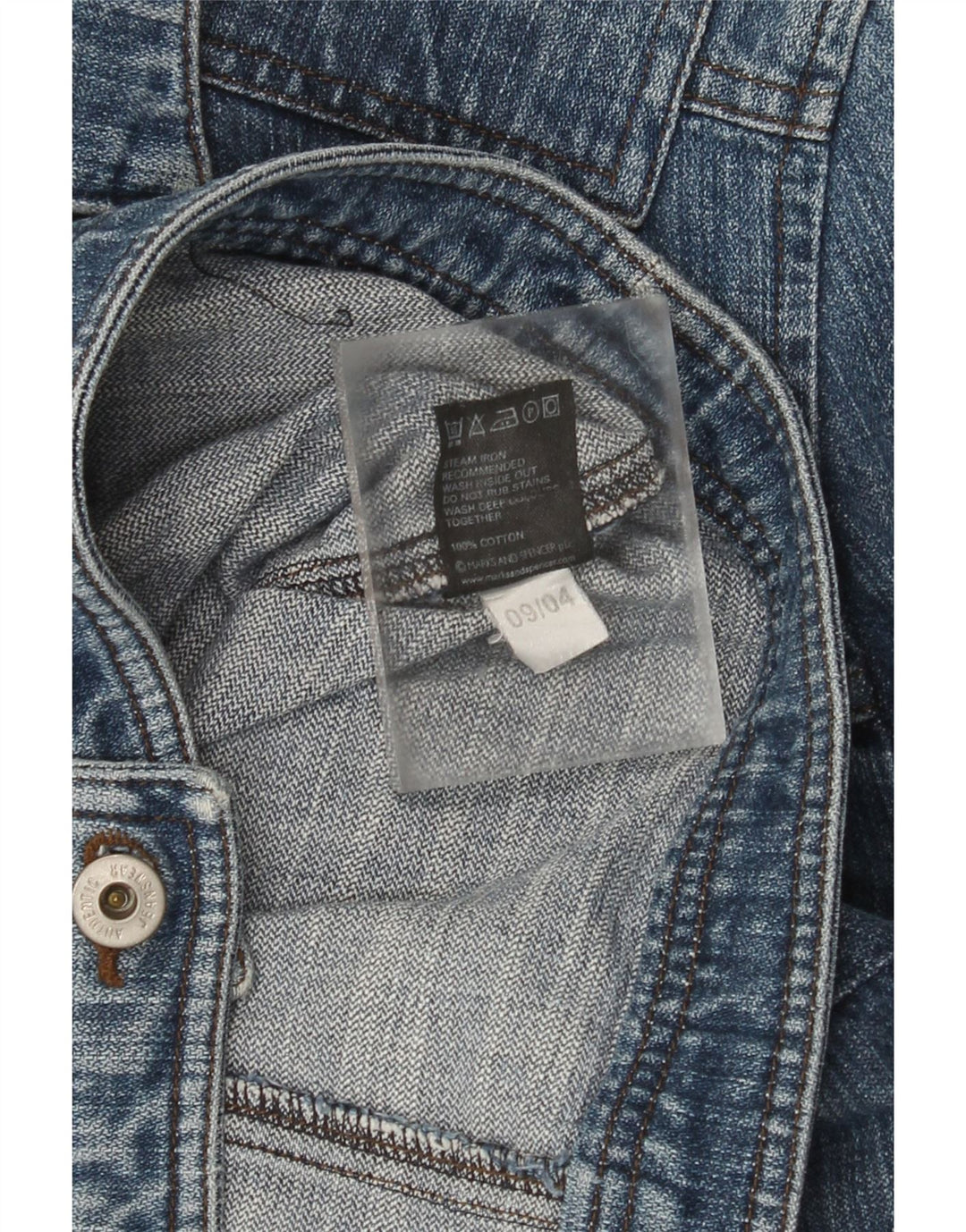 Marks & Spencer Veste en jean pour femme UK 12 Bleu moyen Coton