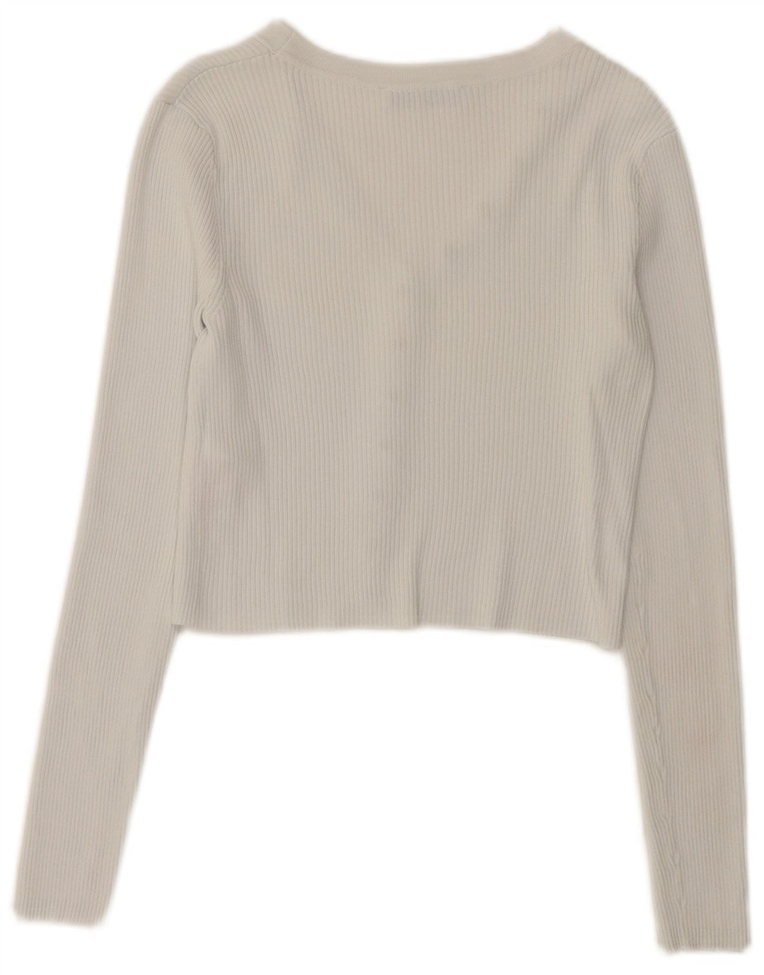 Zara Femme Crop Cardigan Top UK 10 Petit Blanc Polyamide