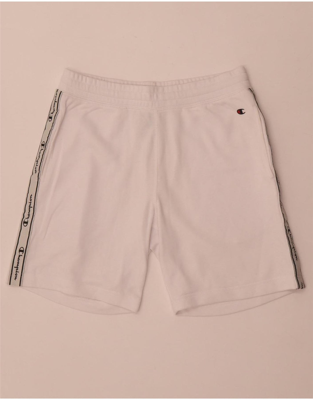 Champion Short de Sport Graphique Homme Blanc Moyen Coton