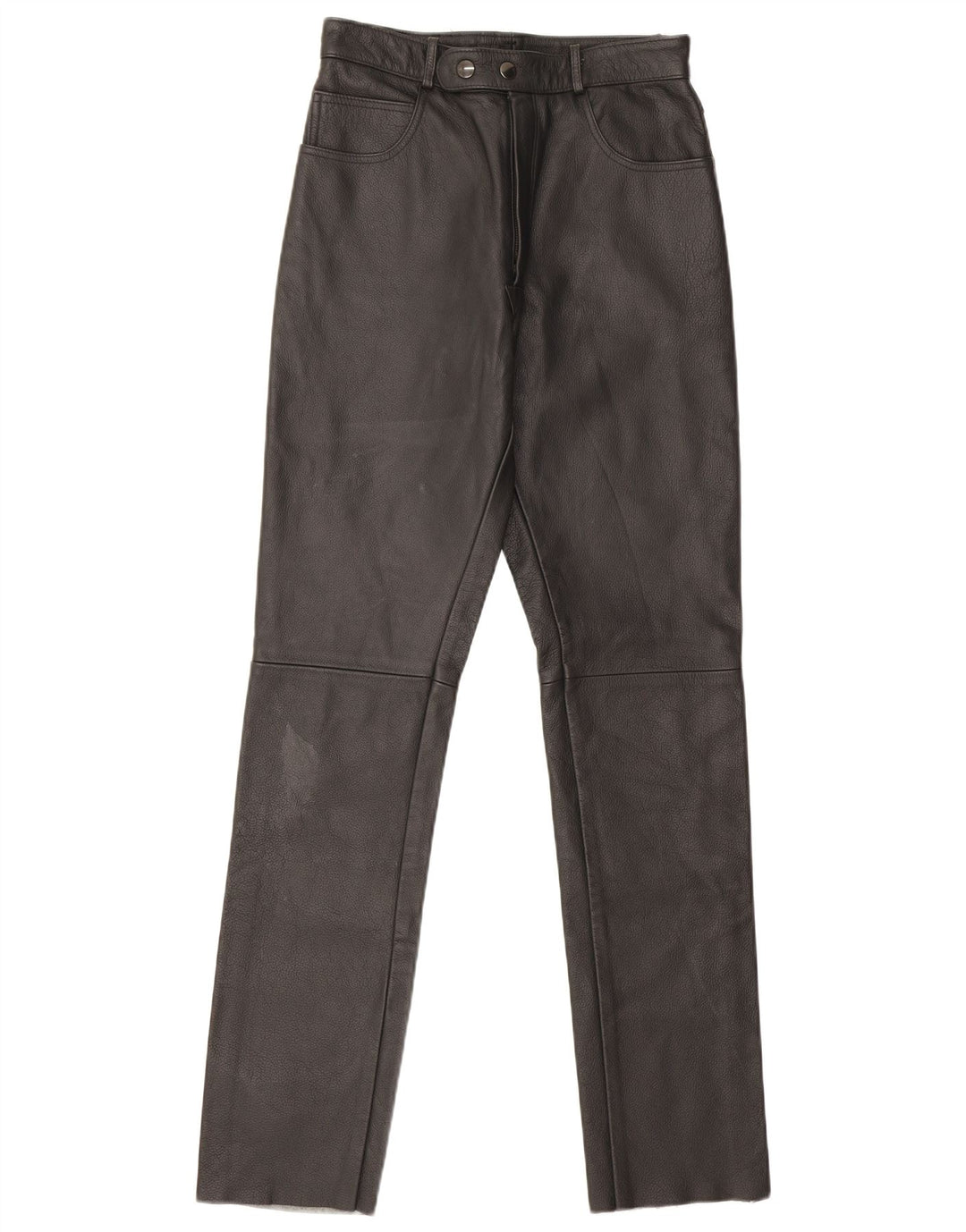 Pantalon droit en cuir femme vintage W26 L32 Noir
