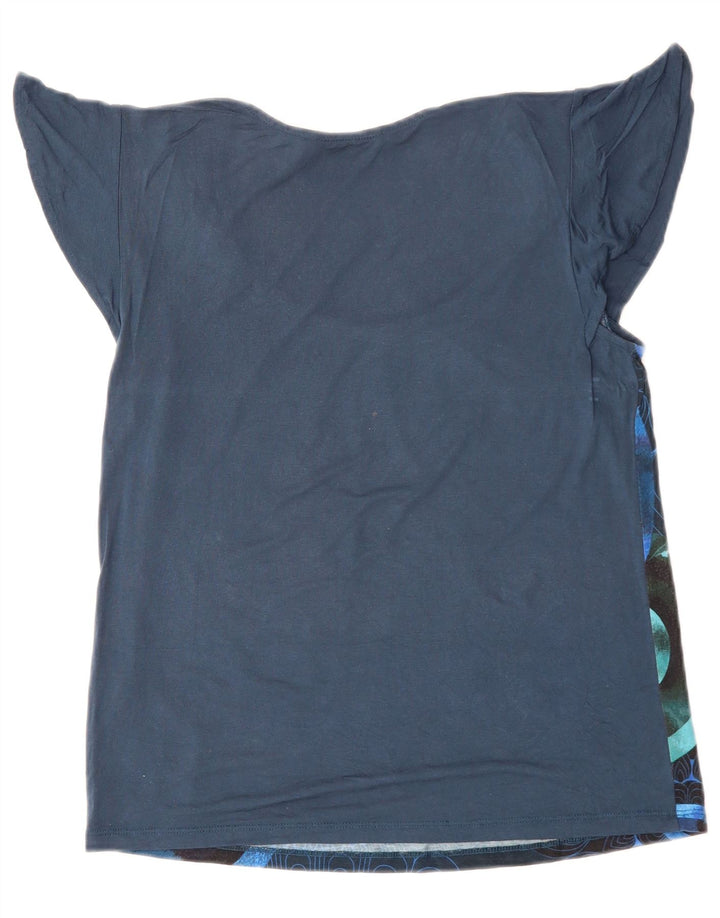 DESIGUAL Femme Chemisier Top UK 14 Medium Navy Blue Floral