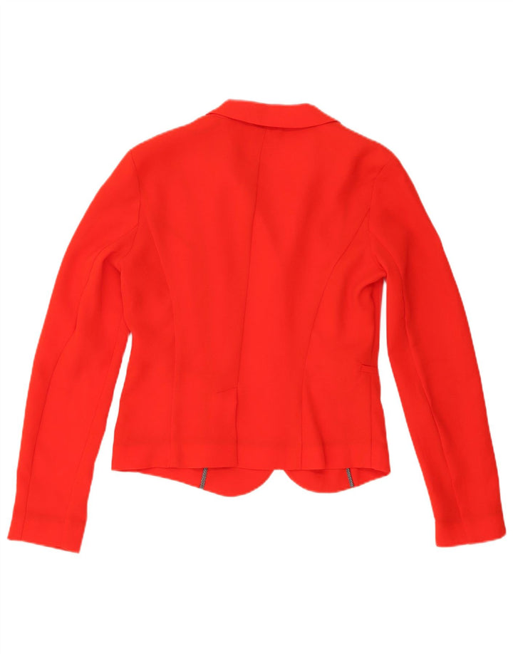 Sisley Veste Blazer 4 Boutons Femme UK 10 Petit Orange Polyester