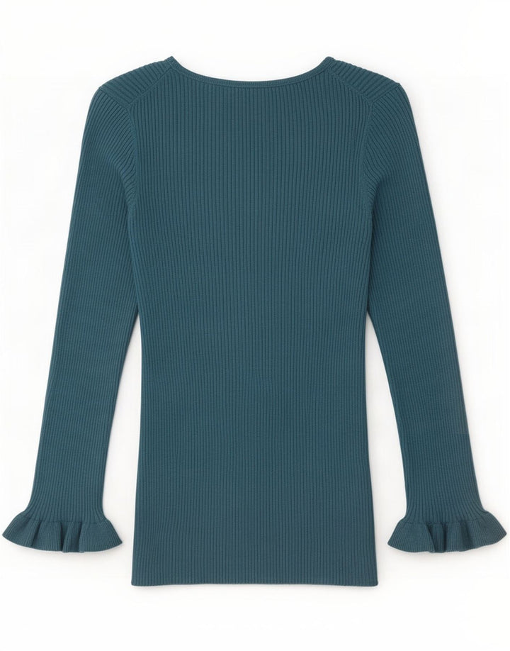 Massimo Dutti Haut à manches longues pour femme UK 12 Bleu moyen Soie