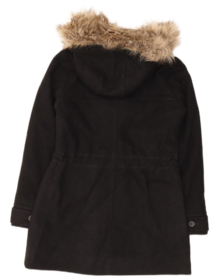Abercrombie & Fitch Duffle-coat à capuche pour femme UK 10 Petite laine noire