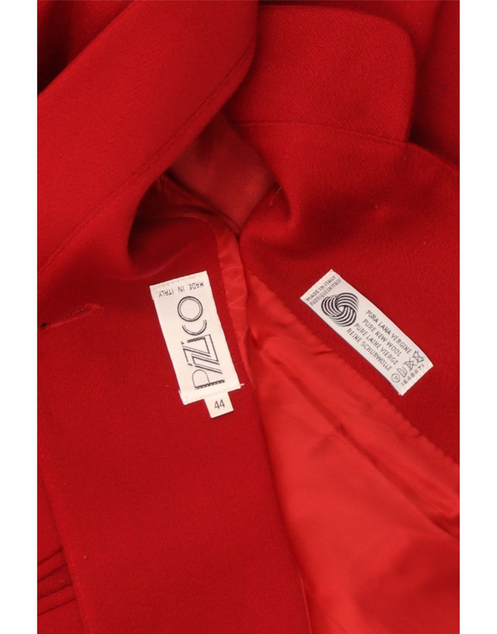 vintage Femme 2 Bouton Blazer Veste IT 44 Laine Vierge Rouge Moyen