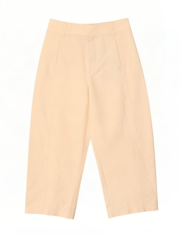 Zara Pantalon court taille haute coupe ample pour femme Small W26 L24 Beige