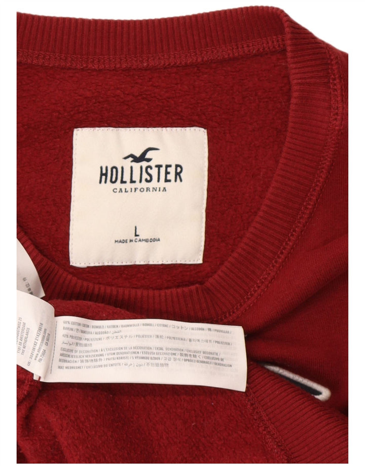 HOLLISTER Sweat-shirt graphique pour hommes, grand, en coton bordeaux