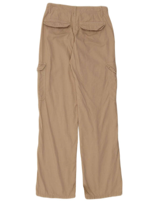Zara Pantalon cargo à jambe large pour femme EU 36 XS W26 L30 Coton beige