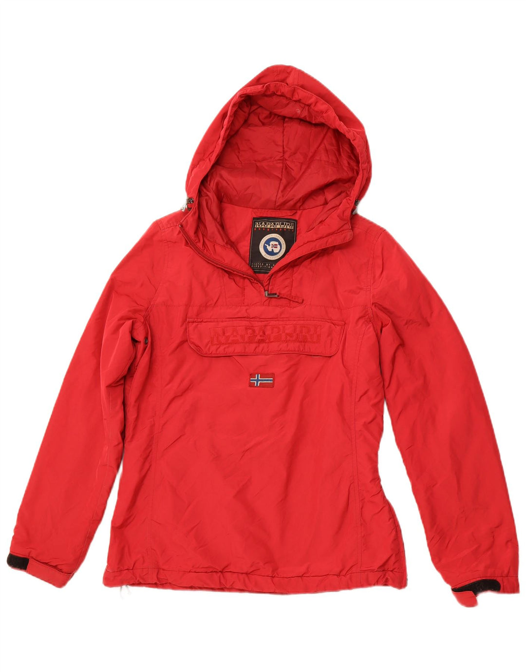 NAPAPIJRI Veste Anorak à capuche graphique pour femme UK 14 Rouge moyen Polyester