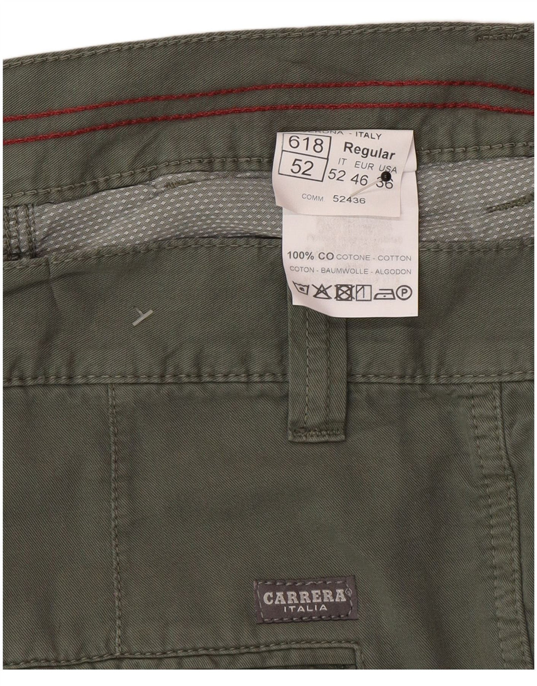 Carrera Short Cargo Homme IT 52 XL W36 Vert Coton