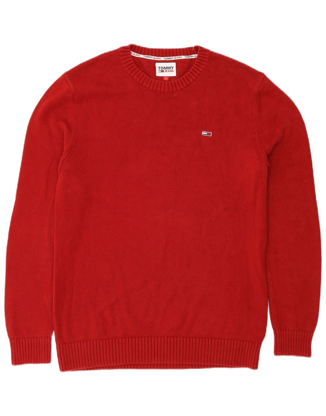 Tommy Hilfiger Pull à col rond pour homme Petit coton rouge