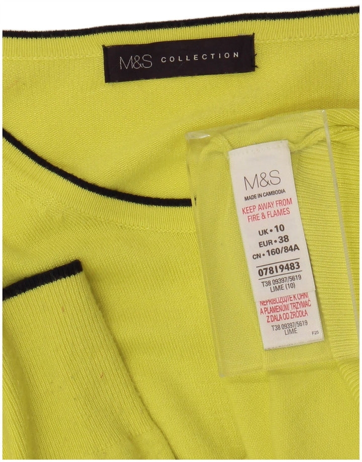 Marks & Spencer Pull Cardigan pour Femme UK 10 Petite Viscose Jaune