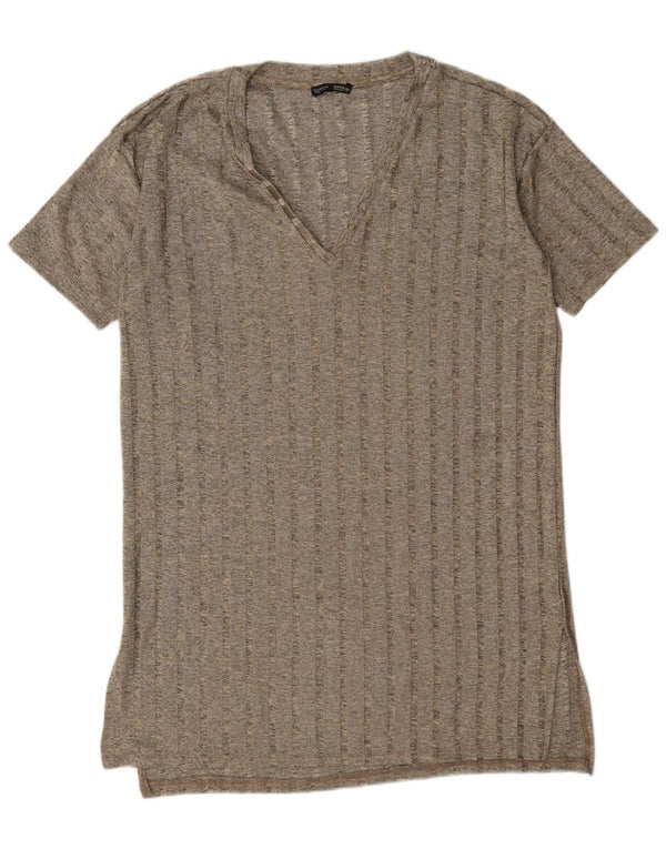 Zara Robe t-shirt surdimensionnée pour femme UK 44 Gris moyen rayé
